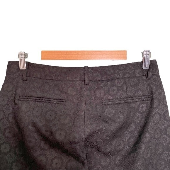 Theory Women's Ankle Dress Pants Size 6 Black Jacquard Slim Career Evening Pant - Picture 8 of 13